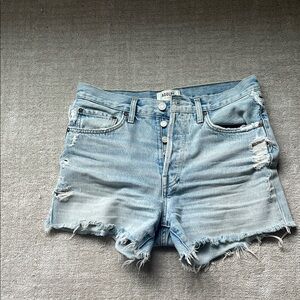 Agolde Women's Light Blue Distressed Jean Shorts